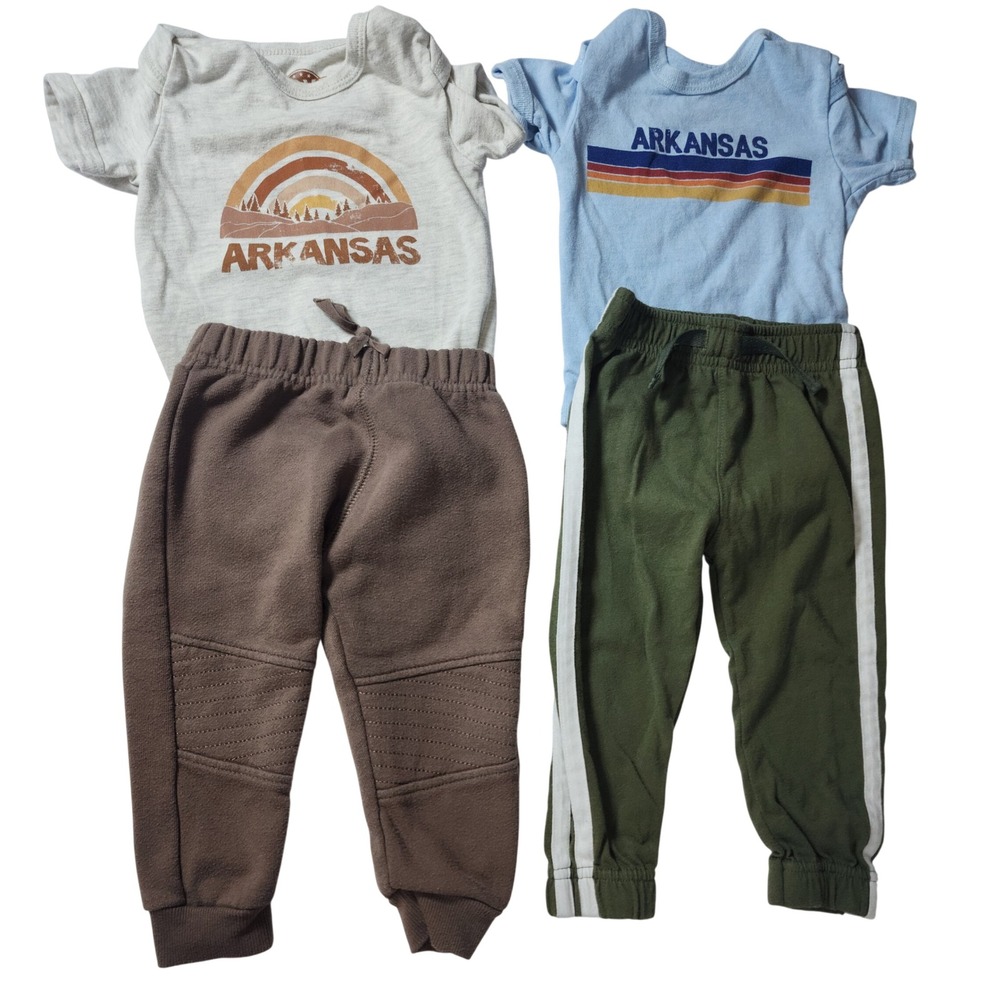 Home Free Arkansas Bodysuits & Disney Garanimals Joggers Bundle Set Boys 18M Lot